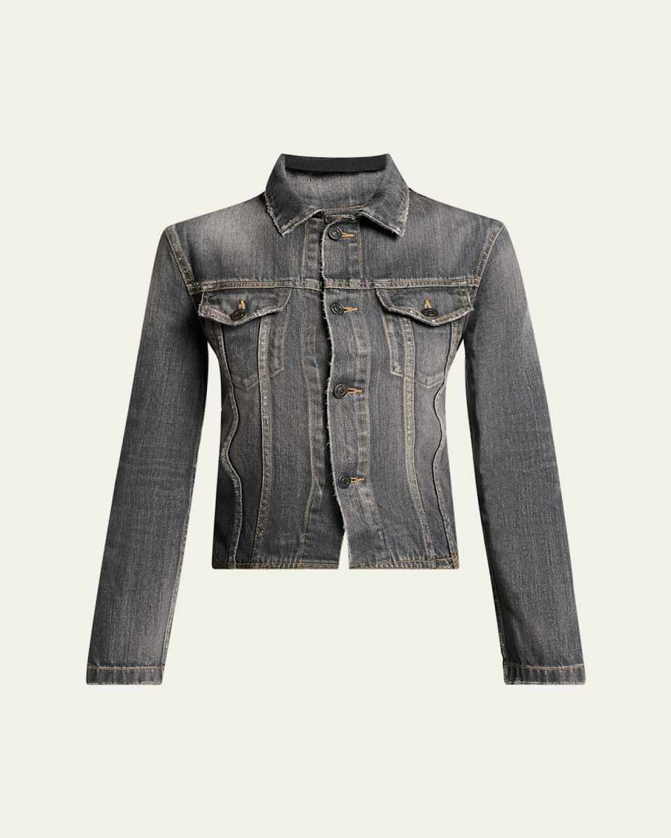 Lace-Up Denim Jacket
